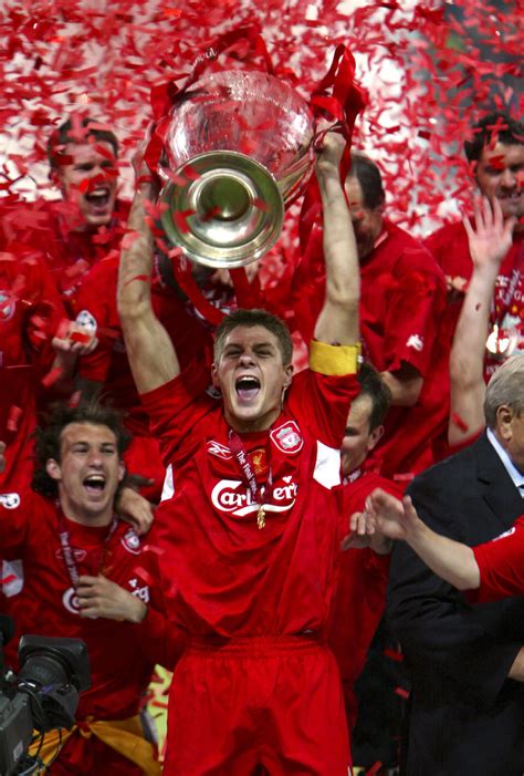 @Liverpool FC captain Steven Gerrard lifts the European Cup in Istanbul ...