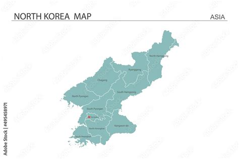 North Korea map vector illustration on white background. Map have all ...