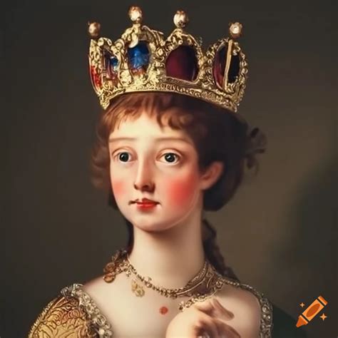 Image of a 15 year old monarch with a crown and a scepter on Craiyon