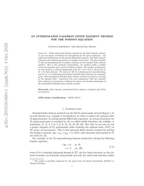 An interpolated Galerkin finite element method for the Poisson equation | DeepAI