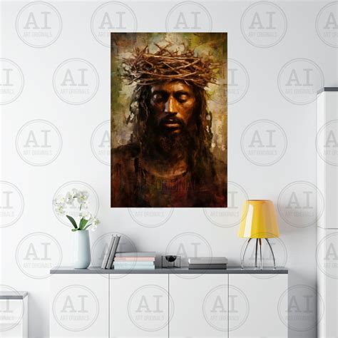 African American Jesus Painting POSTER AI Art Print Unframed - Etsy