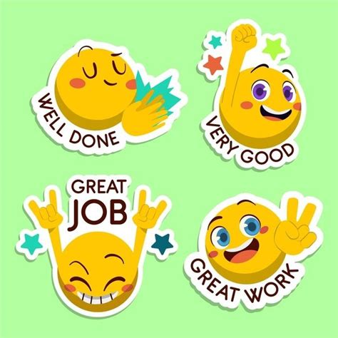 Free Vector | Cartoon good job and great job sticker collection | Flashcards for kids, Teacher ...