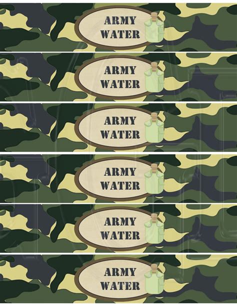 Personalized-Digital File Army Birthday-Camo Water Bottle Labels Army Water Bottle Labels Favor ...