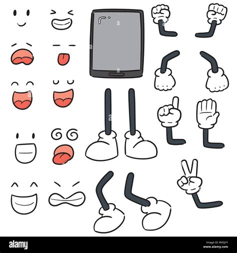 vector set of smart phone, cartoon arm, leg, mouth and eyes Stock Vector Image & Art - Alamy