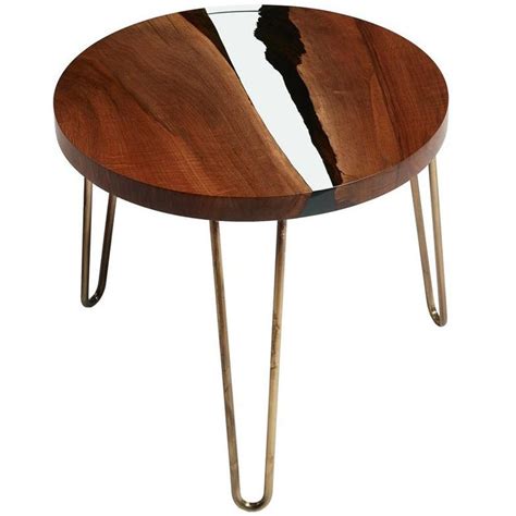 Hudson 60 Round Clear Epoxy Resin Coffee Table with Brass Finish ...