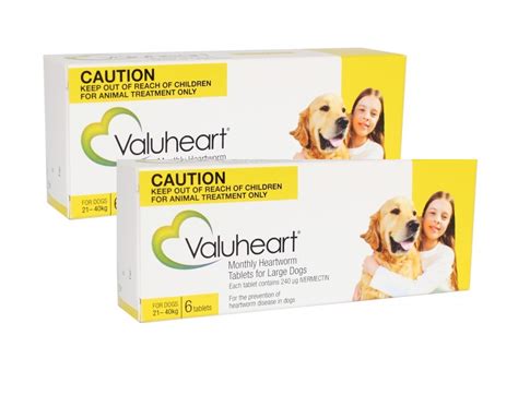 Valuheart Monthly Heartworm Tablets for Large Dogs 45-88 lbs (21-40 kg) - Gold 12 Tablets ...