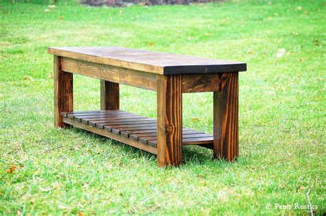 Solid Wood Bench with Storage Shelf Entryway Mudroom Rustic Farmhouse Shoe Rack Bench — Penn ...