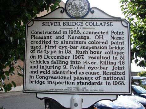 Silver Bridge memorial sign in Point Pleasant, WV - crossed this bridge ...