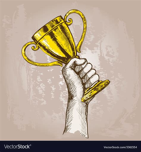 Hand holding trophy Royalty Free Vector Image - VectorStock