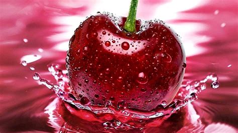 #fresh #cherry #splash #water water drops #droplets #fruit #vitamin #photography macro ...