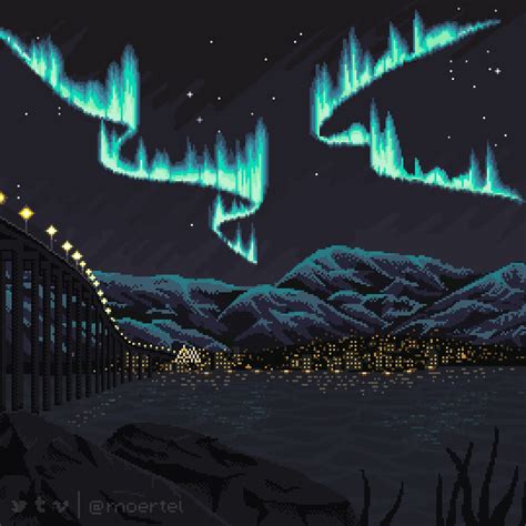 an image of the aurora bores in the sky over water and mountains at night