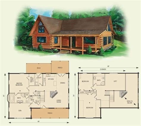 Log Home Plans With Loft Log Cabin Grundrisse Mit Loft Und Keller ...