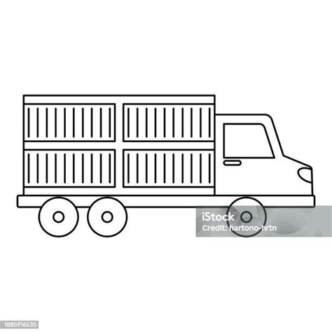 Truck Line Art Vector Illustration With Logistic Theme And Line Art ...