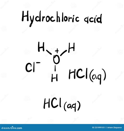 Hydrochloric Acid Molecule Formula Hand Drawn Imitation Stock Vector - Illustration of chemistry ...