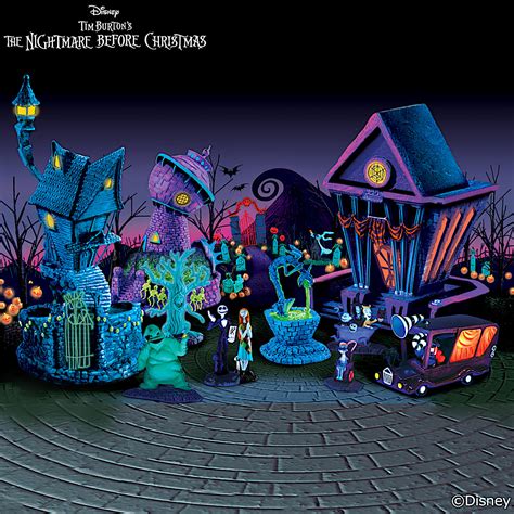 Disney Nightmare Before Christmas Black Light Village: Hand-Painted ...