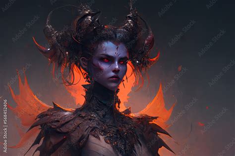 Portrait of evil female demon goddess, generative ai art Stock Illustration | Adobe Stock