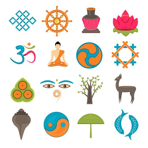 Buddhism icons set 439521 Vector Art at Vecteezy