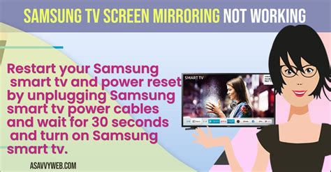 Samsung tv Screen Mirroring Not Working - A Savvy Web