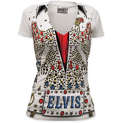 Elvis Presley - Womens Eagle Jumpsuit Deep V-Neck Tunic in White