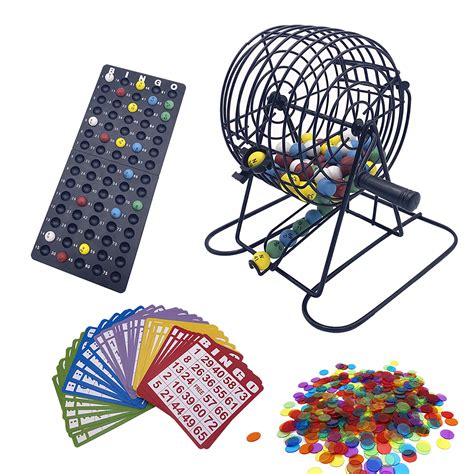 Buy JUNWRROW Deluxe Bingo Game Set with 6 Inch Bingo Cage, Bingo Master Board,75 Colored Balls ...