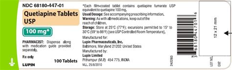 Quetiapine Fumarate Tablets - FDA prescribing information, side effects ...