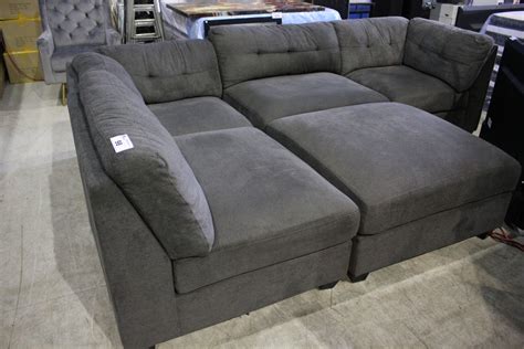 DARK GREY SECTIONAL SOFA WITH MATCHING OTTOMAN