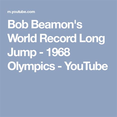 Bob Beamon's World Record Long Jump - 1968 Olympics - YouTube | 1968 olympics, World records ...