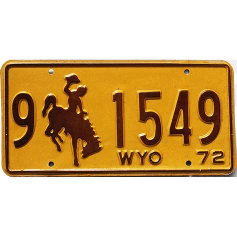 1972 Wyoming #9-1549 | Collectible Wyoming License Plates