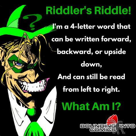 Riddler's Riddle: I'm a 4-Letter Word - Bounding Into Comics