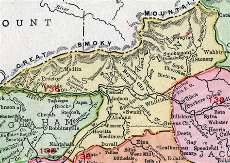 Swain County, North Carolina, 1911, Map, Rand McNally, Bryson City ...