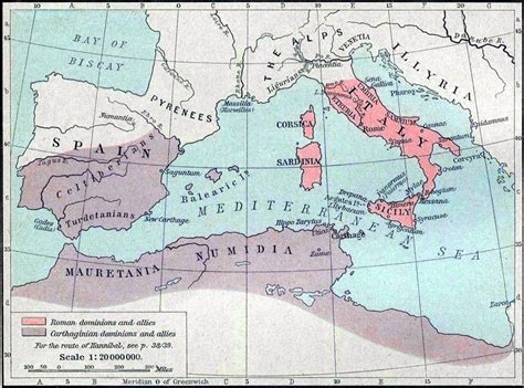 Map of Rome and Carthage and the beginning of the Second Punic War, 218 ...