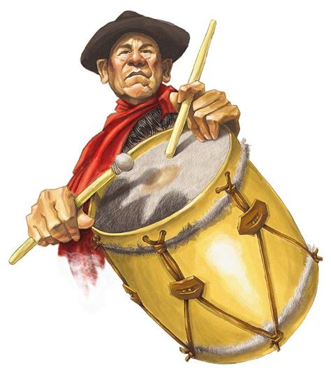 Gaucho argentino tocando el bombo, típico instrumento musical de percusión. ----- Argentine ...