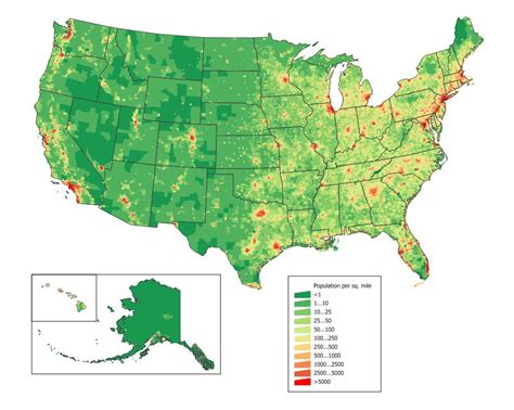 Map of USA population: population density and structure of population of USA