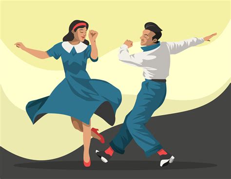 Couple Dressed in 1940s Fashion Dancing a Tap Dance, Vector ...