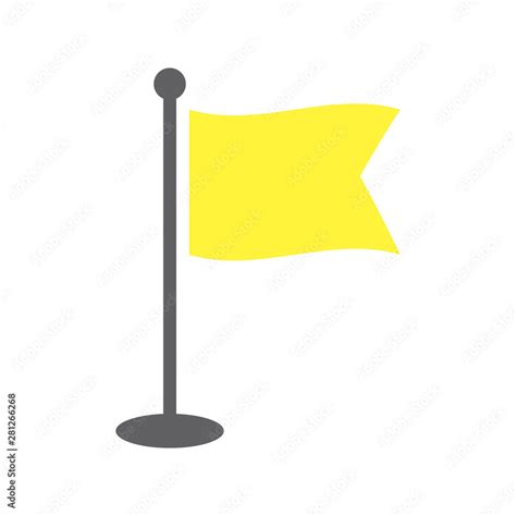 Yellow windy flag on flagpole. Yellow leader flag on flagpole, vector ...