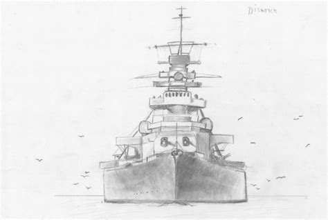 Pencil drawing of German battleship Bismarck by me [1068x720] : r/WarshipPorn