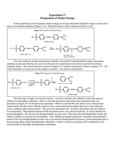 Experiment 17 Preparation of Methyl Orange - myweb