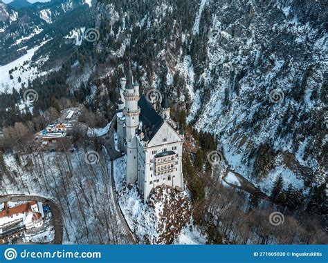 Aerial View of the Neuschwanstein Castle or Schloss Neuschwanstein on a ...