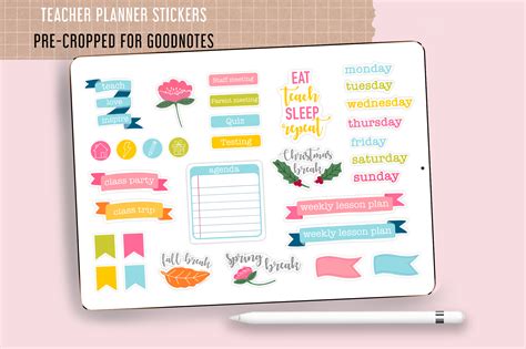 Teacher Digital Planner Stickers - Pre-cropped for GoodNotes