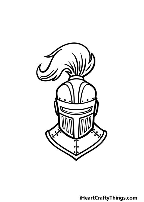 How To Draw A Knight’s Helmet – A Step by Step Guide Helmet Drawing ...