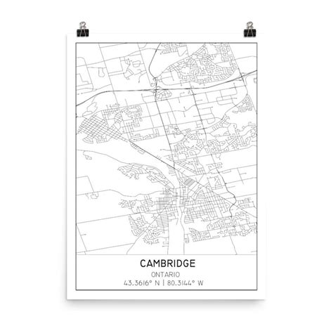 Cambridge Ontario Map Print Digital Download KW Ontario | Etsy