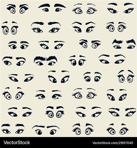 Cartoon eyes eyebrows Royalty Free Vector Image