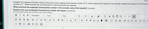 Solved A diploid ( 2n ) ﻿species of wheat (Tniticum | Chegg.com