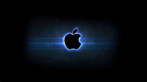 Apple Logo With Light In Blue Black Background HD MacBook Wallpapers | HD Wallpapers | ID #45666