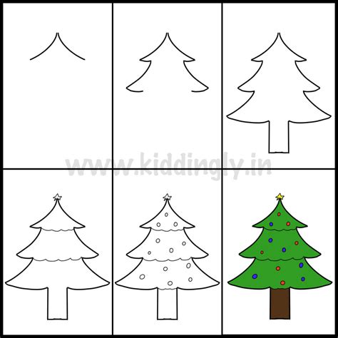 Christmas Tree Drawing | How to Draw a Christmas Tree | Kiddingly