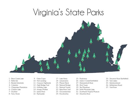 Virginia's State Parks VA State Parks Checklist Map - Etsy