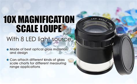 Amazon.com: Scale Loupe 10x Magnification 8 LED Light 4 Glass Scale Chart Jewelers Eye Loupe ...