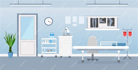 Premium Vector | Vector illustration of hospital room interior with ...