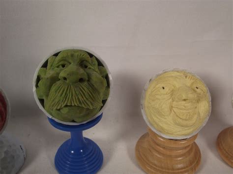 Lot Of Five (5) Hand Carved Golf Ball Faces - Very Cool! #1771810 | Auctionninja.com