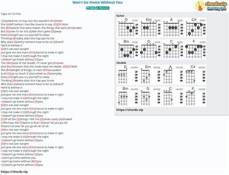 Chord: Won't Go Home Without You - Maroon 5,Maroon5 - tab, song lyric, sheet, guitar, ukulele ...